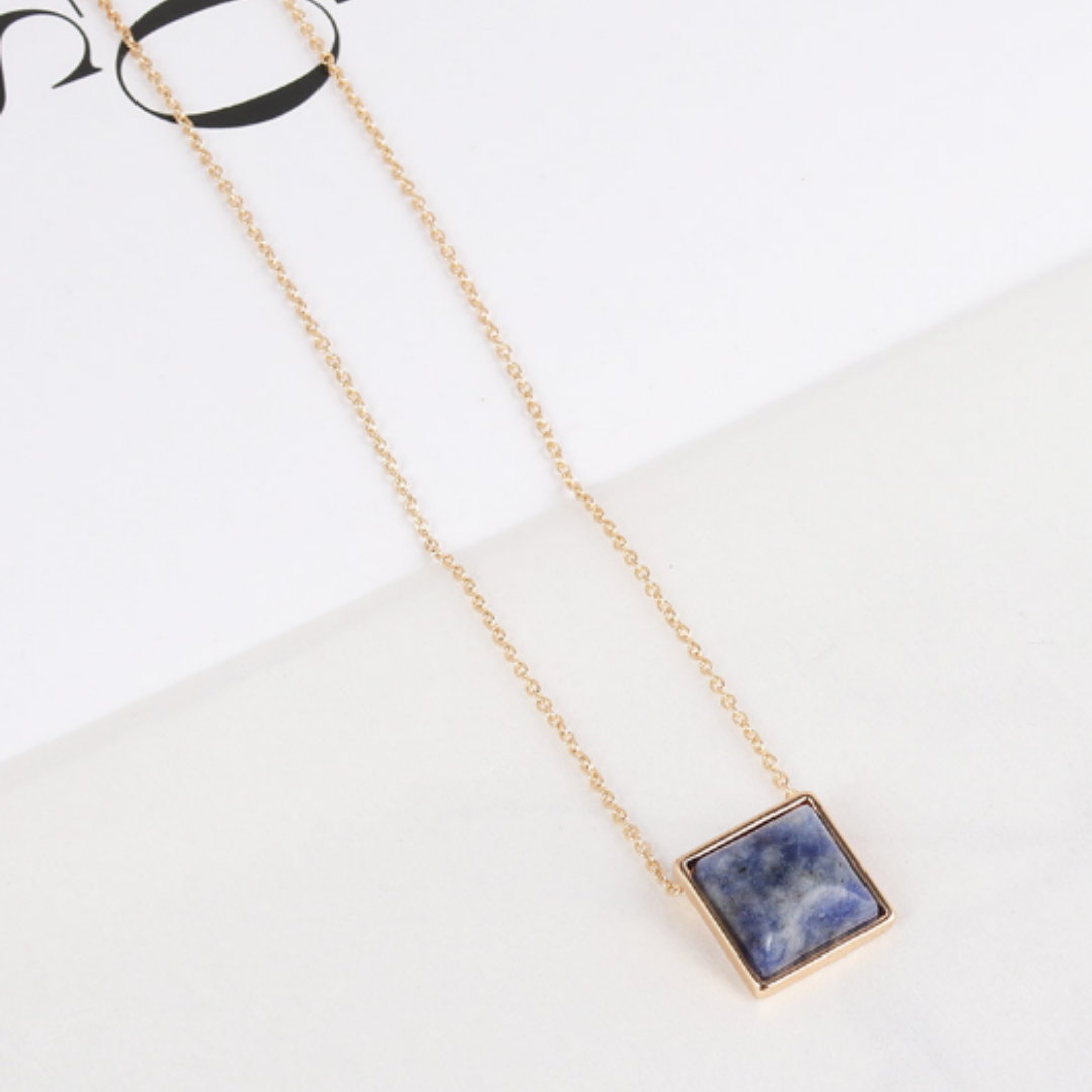 Square Stone Pendant Necklace