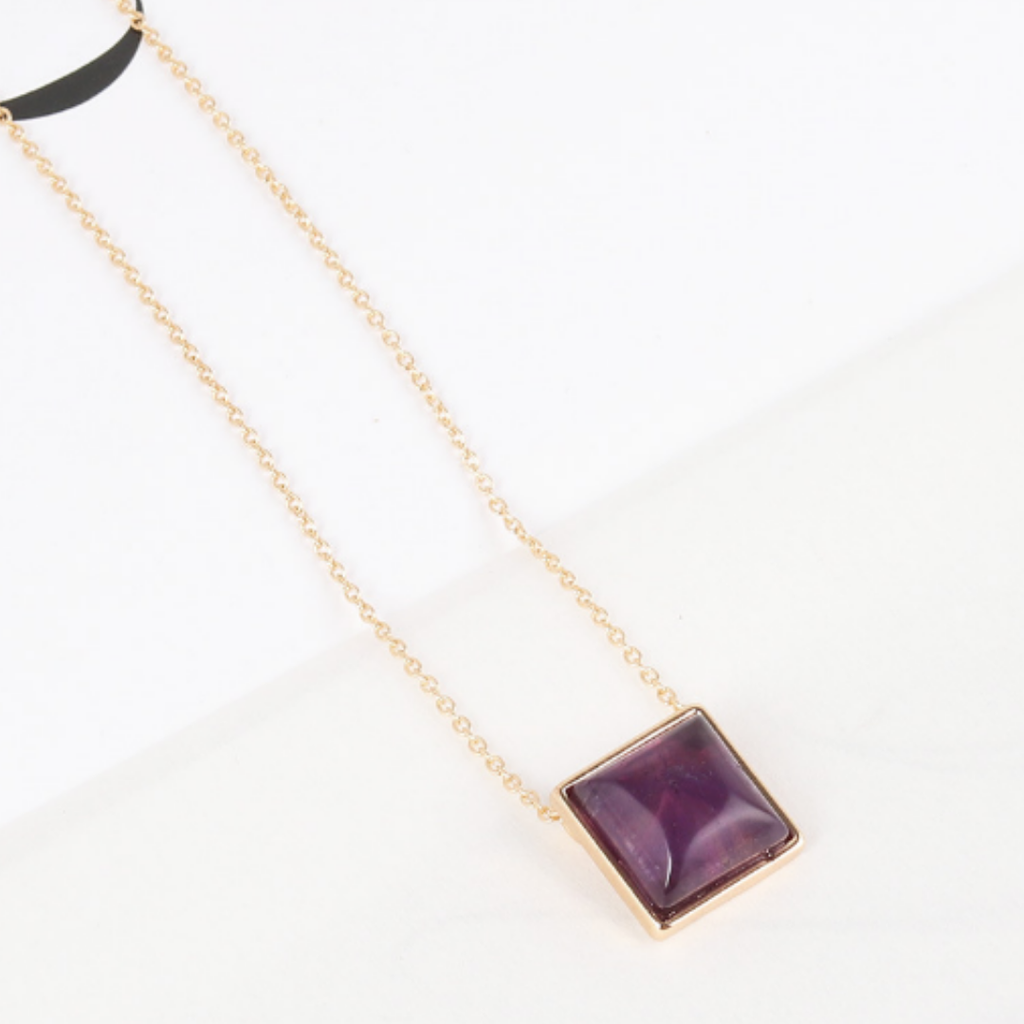 Square Stone Pendant Necklace