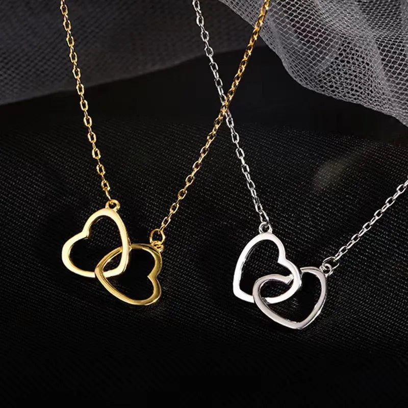 Double Heart Pendant Necklace