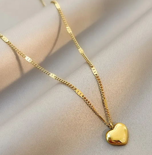 Geometric Heart Pendant Necklace