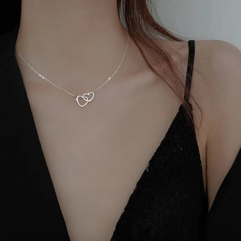 Double Heart Pendant Necklace