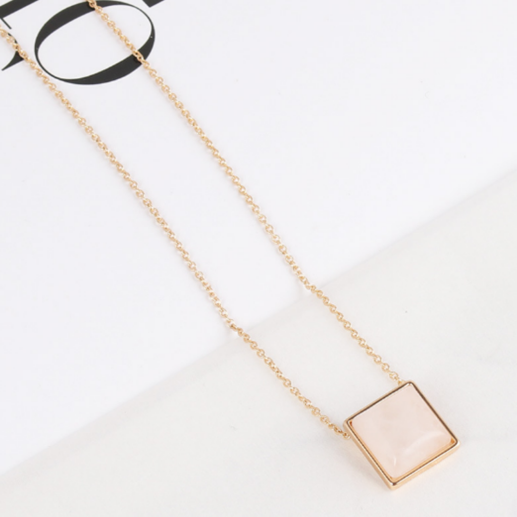 Square Stone Pendant Necklace