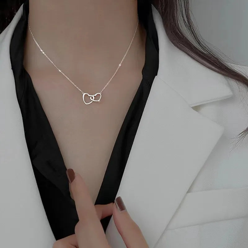 Double Heart Pendant Necklace