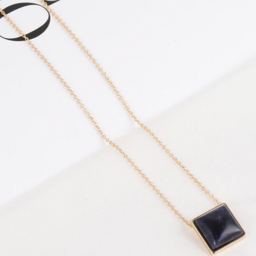 Square Stone Pendant Necklace