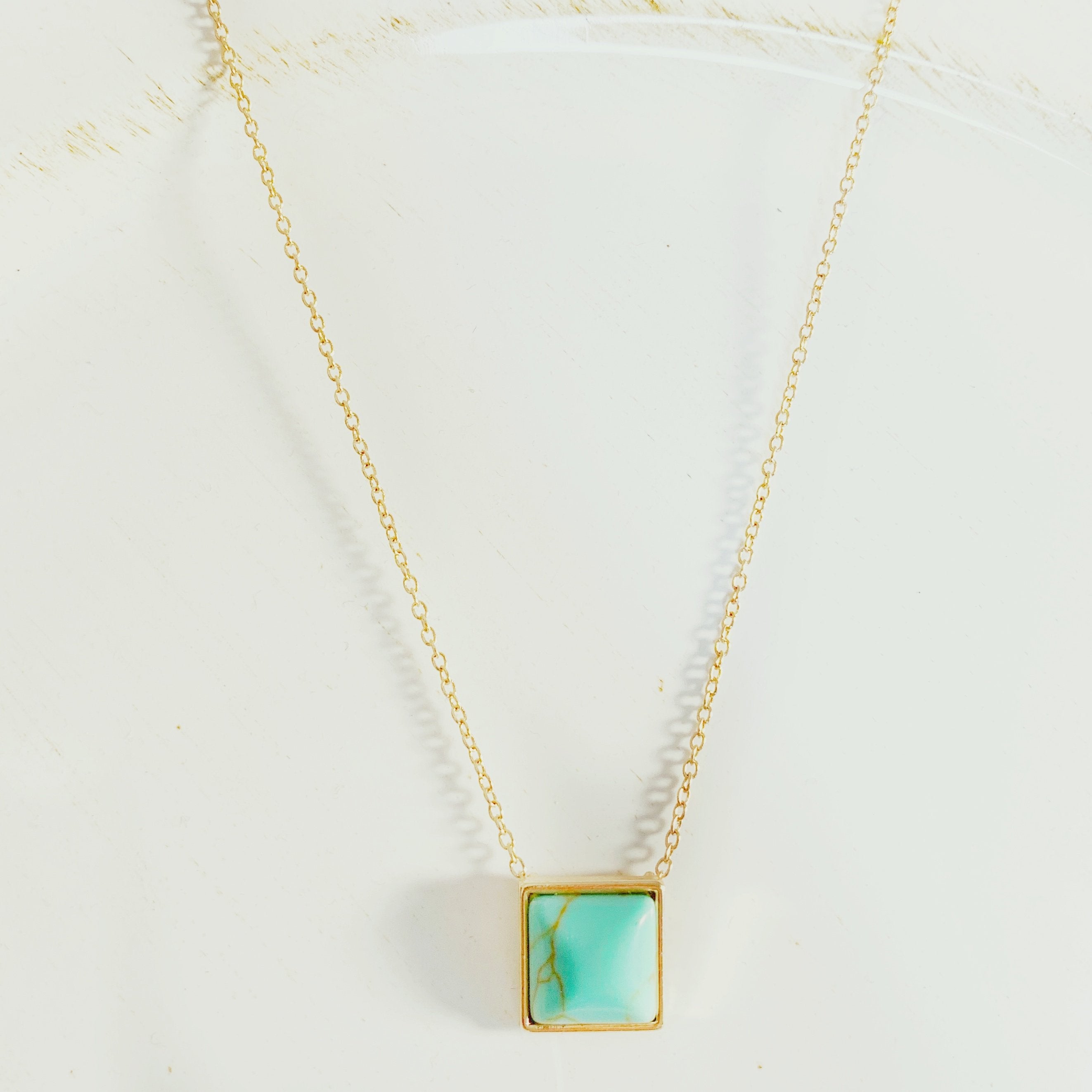 Square Stone Pendant Necklace