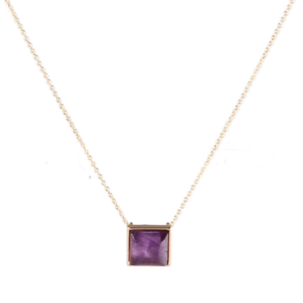 Square Stone Pendant Necklace