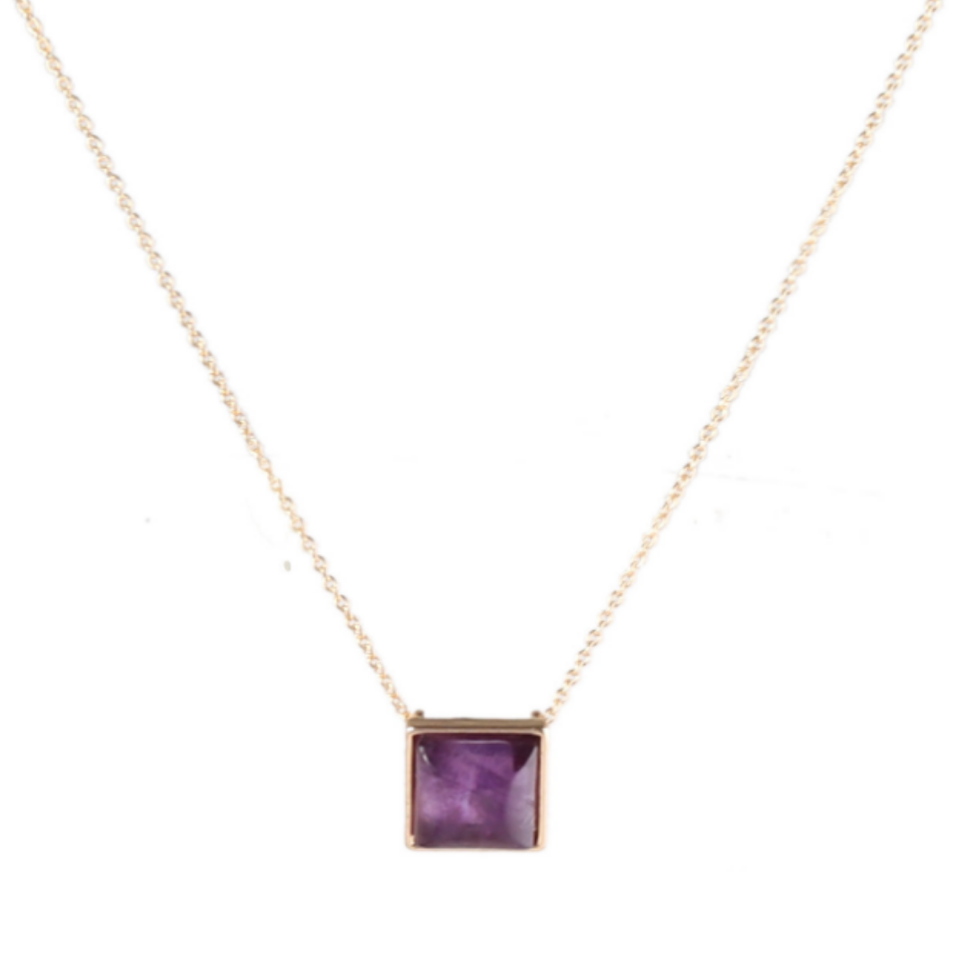 Square Stone Pendant Necklace